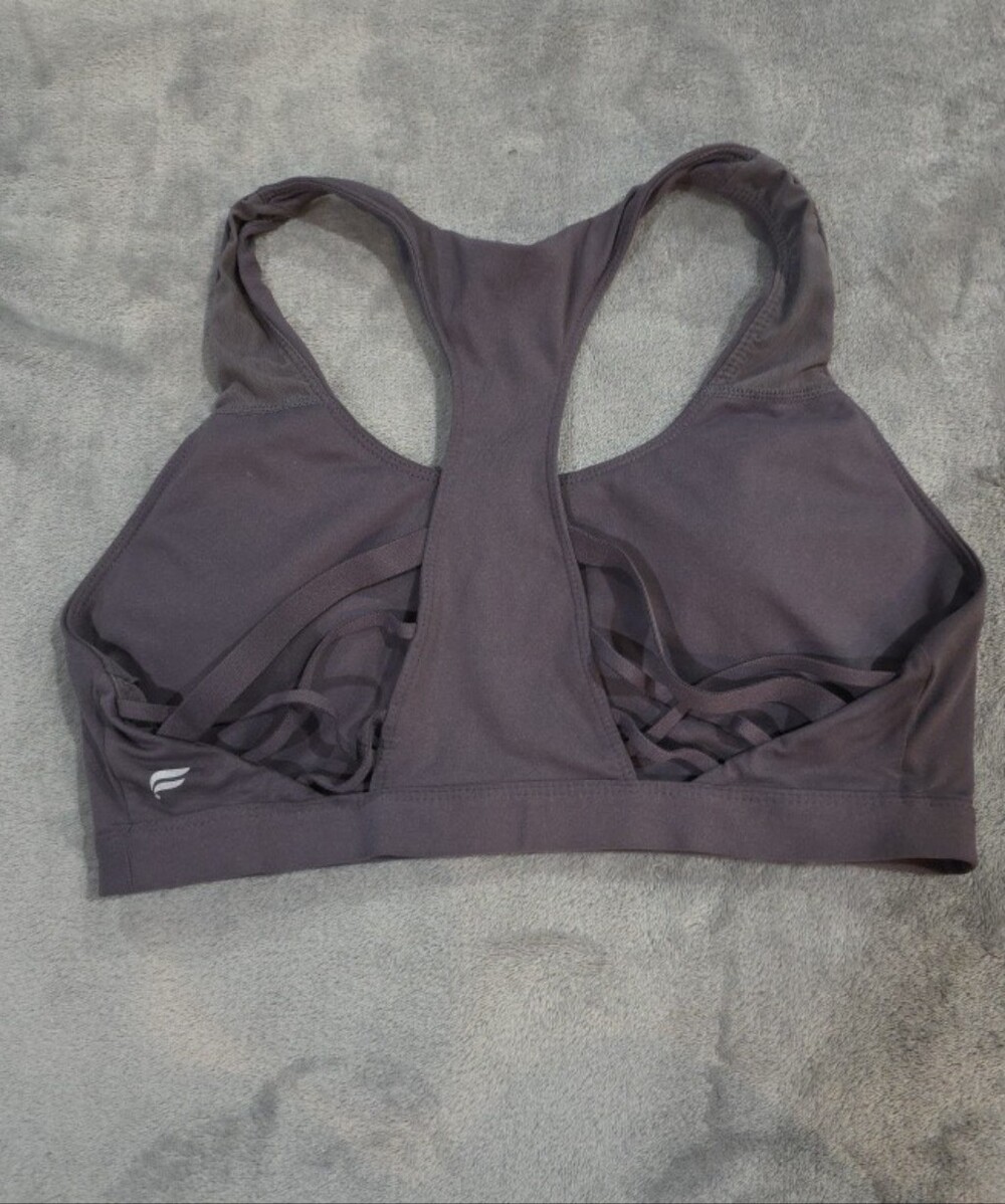 Fabletics Women’s Strappy Racerback Sports Bra - Charcoal--S/M